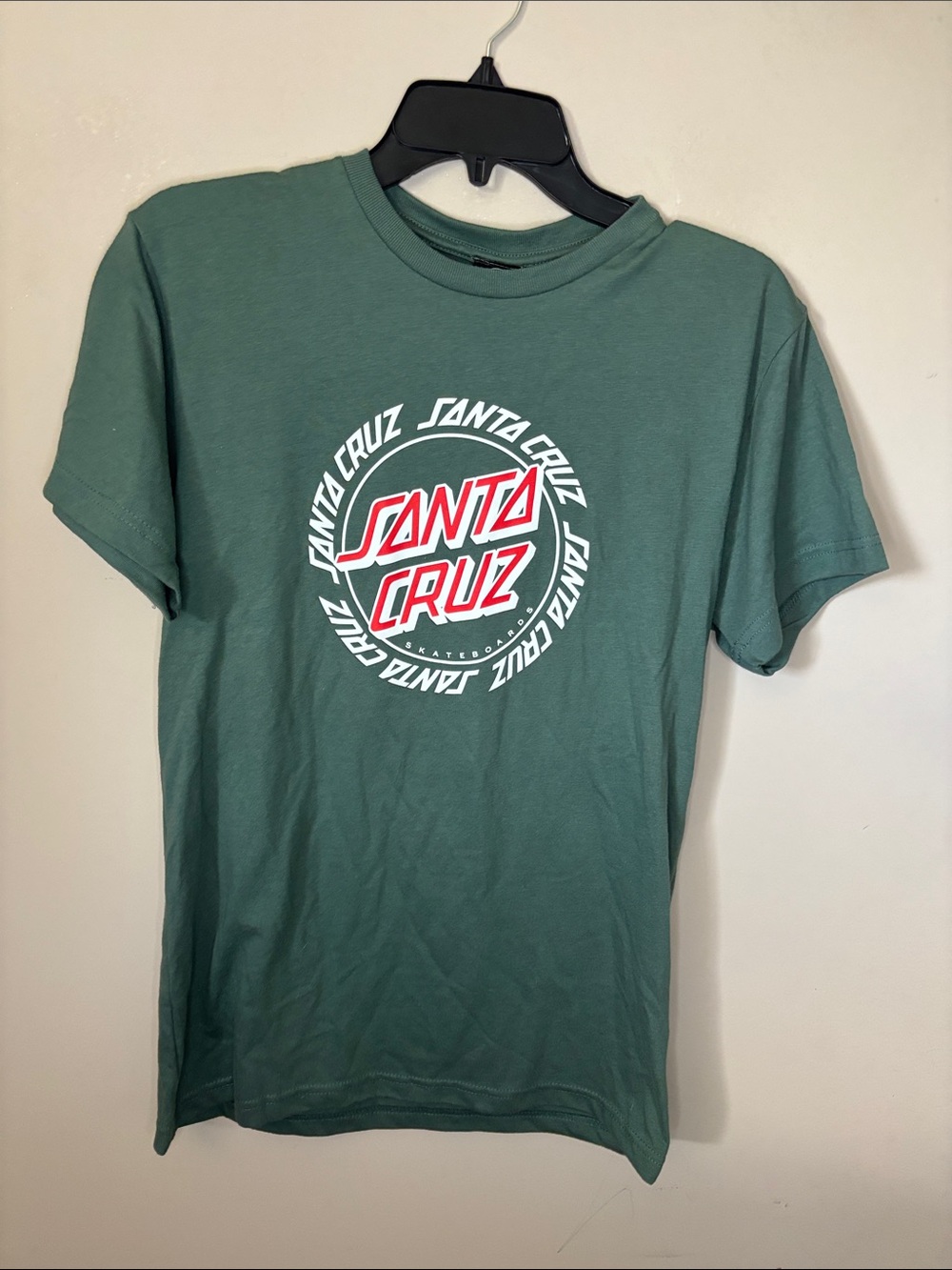 Santa Cruz Skateboards Green Tee with Red & White Dot Logo